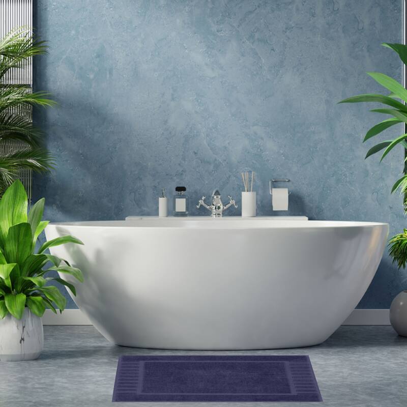 White Classic Luxury Cotton Bath Mat 22x34 Set of 2
