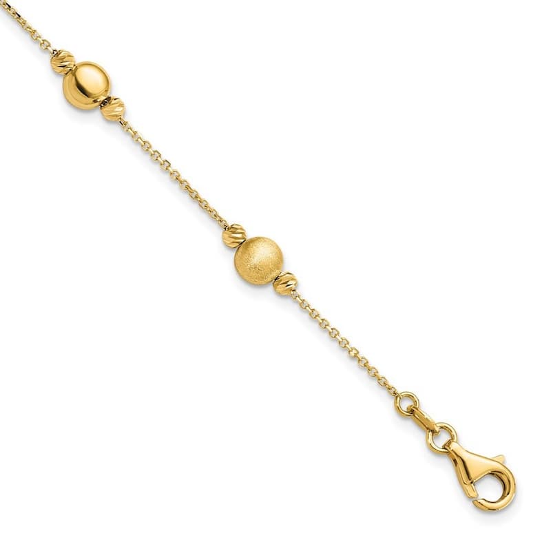 Curata 14k Yellow Gold Brushed Sparkle Cut Scratch Finish Polished Bracelet 7.5 Inch