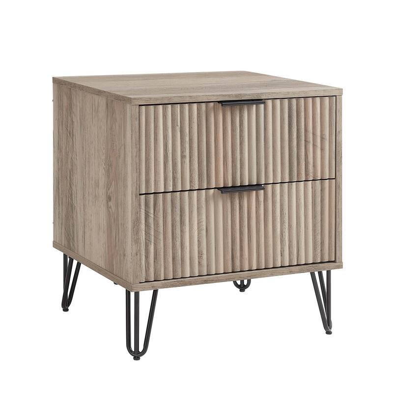 Manhattan Comfort Dumbo Mid Century 2 Drawer Nightstand Set of 2.