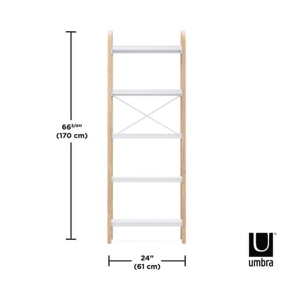 dimension image slide 1 of 2, Umbra 1016840 Bellwood 24" Wide 5 Shelf Wood Shelving Unit