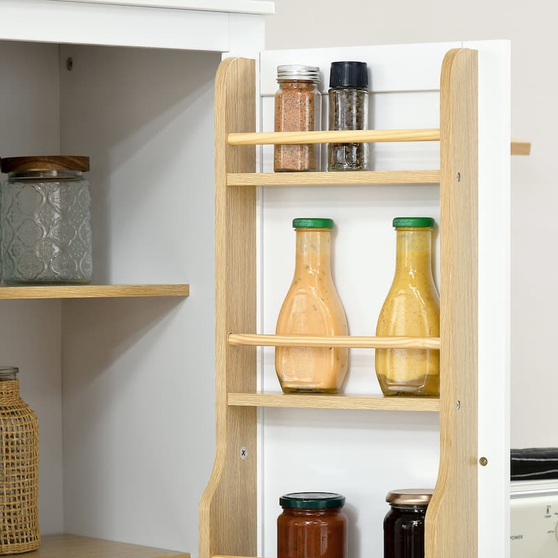 HOMCOM 72" Kitchen Pantry, Modern 4-Door Kitchen Storage Cabinet with Inside Drawer, Hanging Door Shelves,White