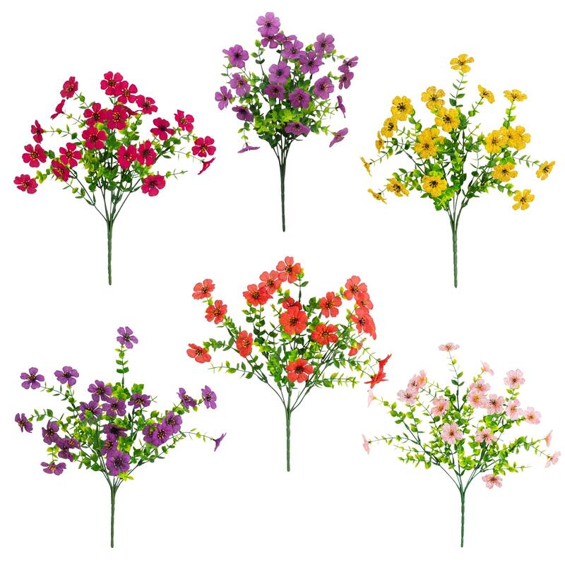 13-in UV Resistant Artificial Daisy Bush (Indoor/Outdoor) - Set of 12