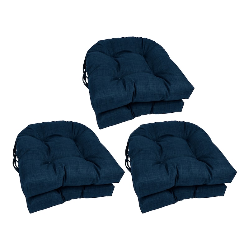 16-inch Rounded Back Tufted Indoor/Outdoor Chair Cushions (Set of 6) - Azul