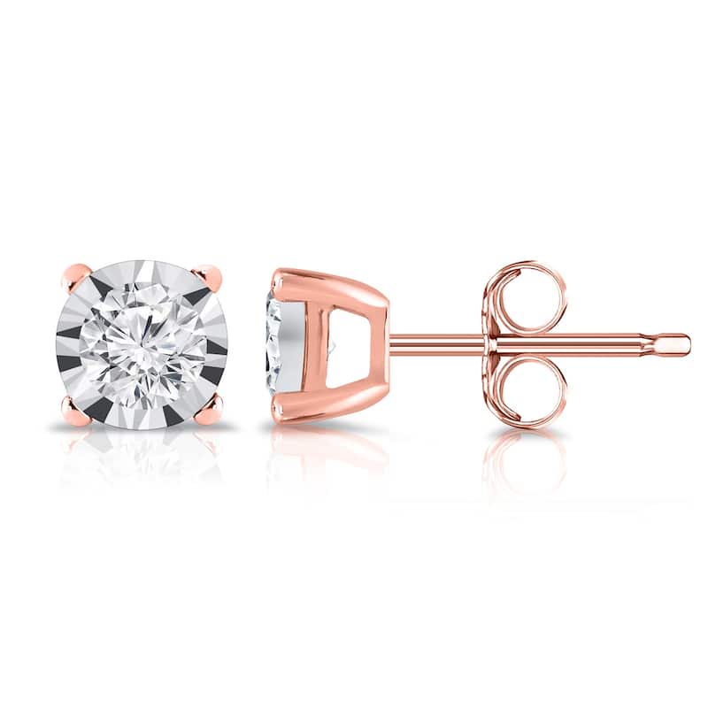 Auriya 14k Gold 3/8ctw Round Diamond Stud Earrings (G-H, VS1-VS2) - Rose