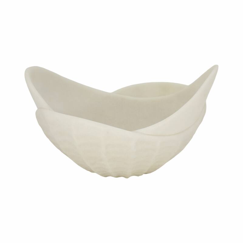 Sculptural Curved Edges Decorative Quartz Bowl-Home Decor - 17", White - 17.0"