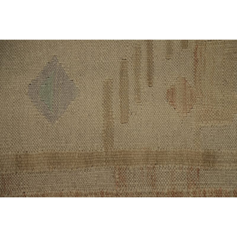 Hand Woven Oriental 100% Wool Carpet Southwestern Tribal Beige & Ivories Kilim Area Rug - 5' 10'' X 4' 2''