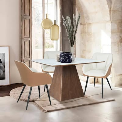 47" Square Dining Table with Sintered Stone Top and Ash Wood Base
