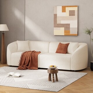 87" Curved 3 Seater Sofa Couch, Plush Boucle Fabric Cloud Sofa with ...