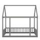 preview thumbnail 27 of 25, Full Size Floor Kids Bed with House Roof Frame and Guardrails, White