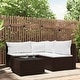 preview thumbnail 98 of 100, vidaXL Patio Corner Sofa with Cushions Black/Brown/Gray Poly Rattan 24.8" x 24.8" x 22.6" 4-Piece - Brown/Cream white