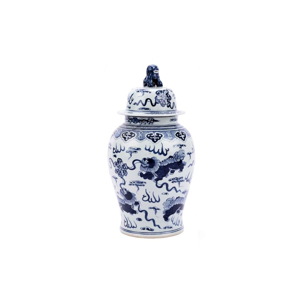 Handmade Foo Dog Temple Decorative Jar