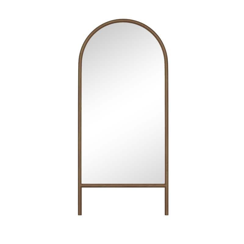 Ladder-Style Arched Solid Wood Framed Full Length Leaning Mirror