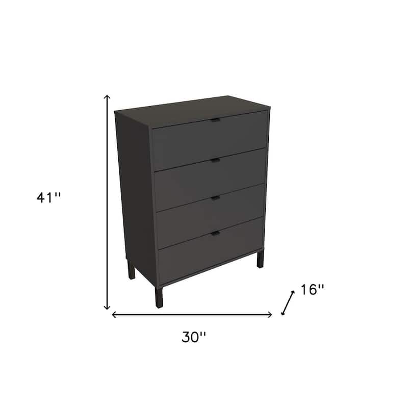 HomeRoots 30" Dark Gray Four Drawer Standard Chest
