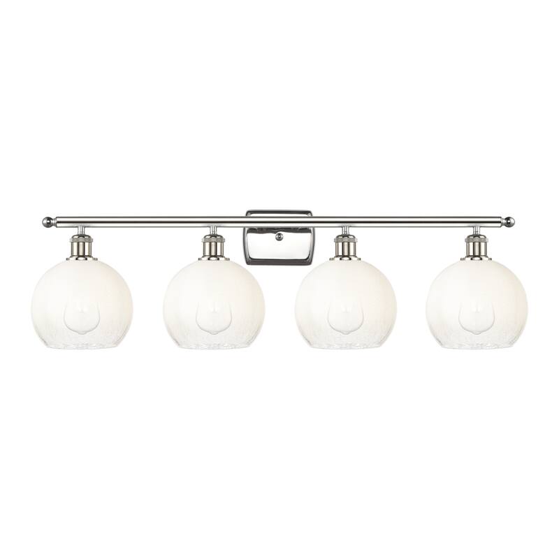 Innovations Lighting Endless Possibilities Ballston - Brookhaven Globe - 4 Light 38" Bath Vanity Light - Polished Nickel/Opal