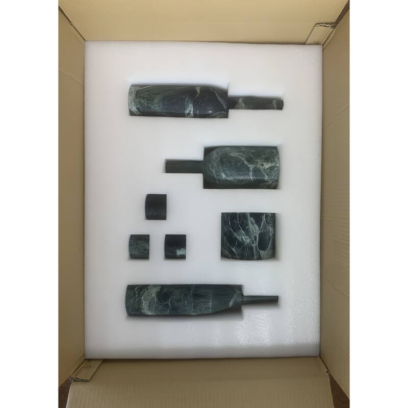 Roomfitters Natural Marble Living Room Accessories Set, Luxury 7-Piece Stone Decor Collection