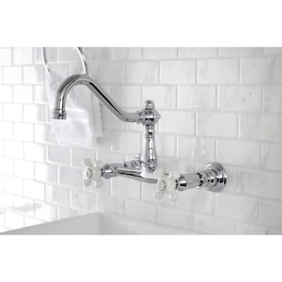 Kingston Brass Vintage Two-Handle 2-Hole Wall Mount Bathroom Faucet