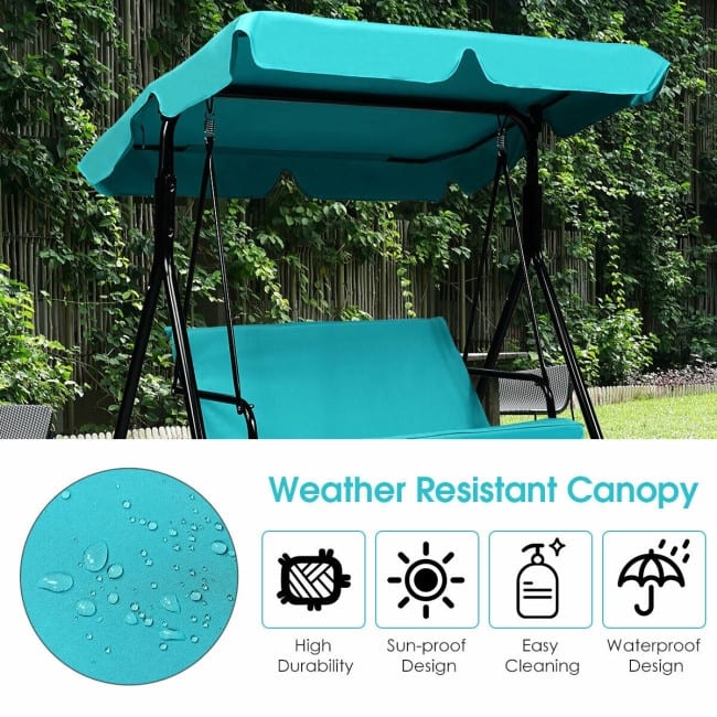 2 Person Weather Resistant Canopy Swing for Porch Garden Backyard Lawn - 55.0" x 43.5" x 60.5" (L x W x H)