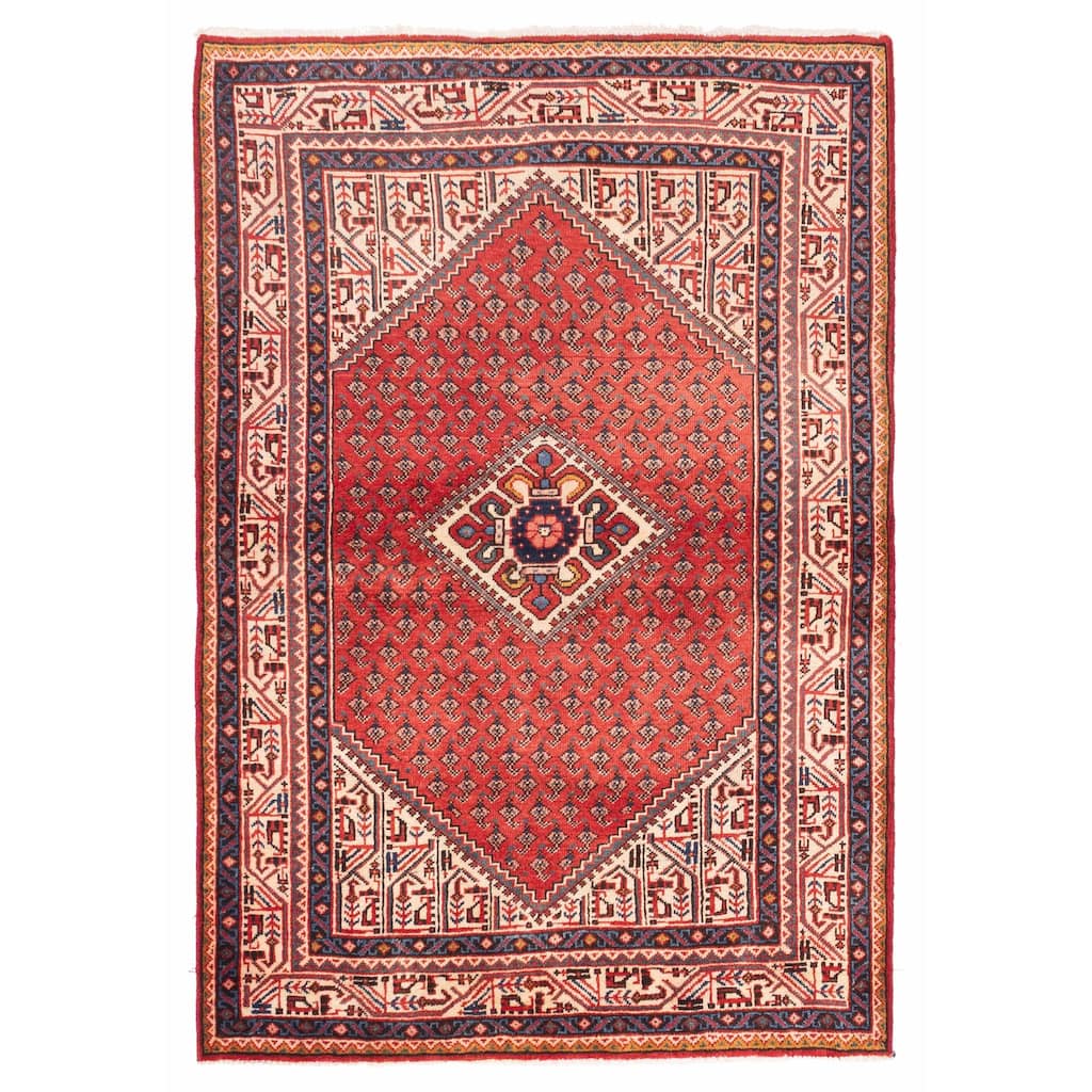 ECARPETGALLERY Hand-knotted Andelz Red Wool Rug - 4'7 x 6'5