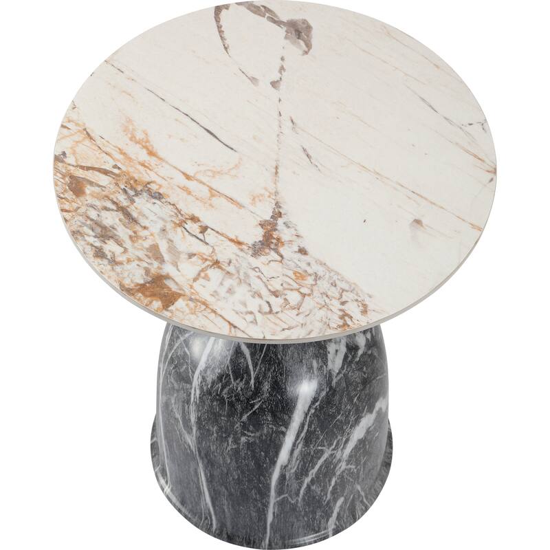 Oslo Round Side Table 18-Inch Sintered Stone Tabletop Side Table with Stainless Steel Pedestal Base