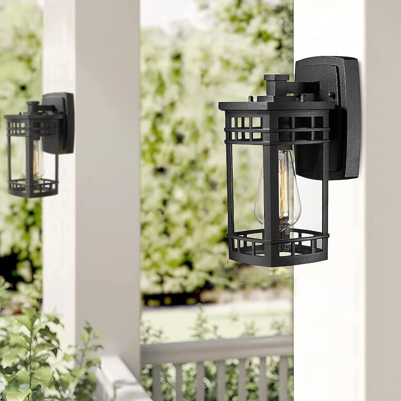 Outdoor Wall Lantern, Exterior Light Fixture Wall Mount with Clear Glass Shade
