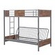 preview thumbnail 7 of 25, Twin-Over-Futon Metal Bunk Bed with Guardrails and Ladder - Versatile 3-in-1 Design, Sturdy Frame, Safety Features
