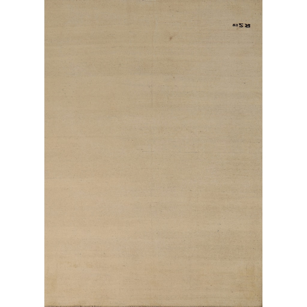 Gabbeh Modern Area Rug Handmade Beige Tribal Wool Carpet - 5'7"x 7'9"