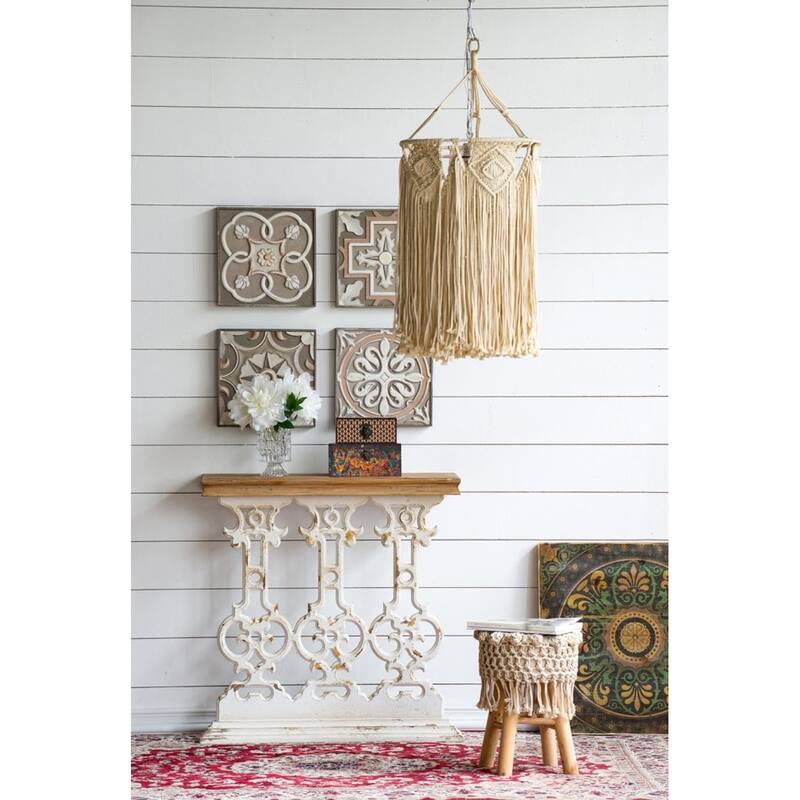 Weathered Vintage Rectangular Console Table - 32.25" - White and Brown