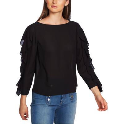 1.State Womens Ruffled Sleeve Cold Shoulder Blouse