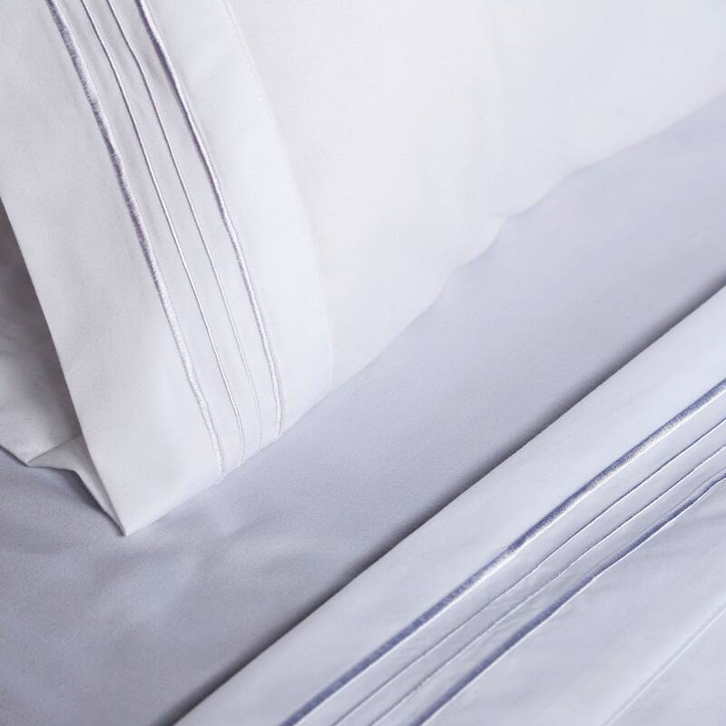 Authentic Hotel and Spa 1800 TC Brushed Microfiber Sheet Set with 4 Line Embroidery