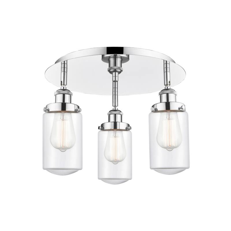 Innovations Lighting Dover - 3 Light 16" Flush Mount - Clear/Polished Chrome