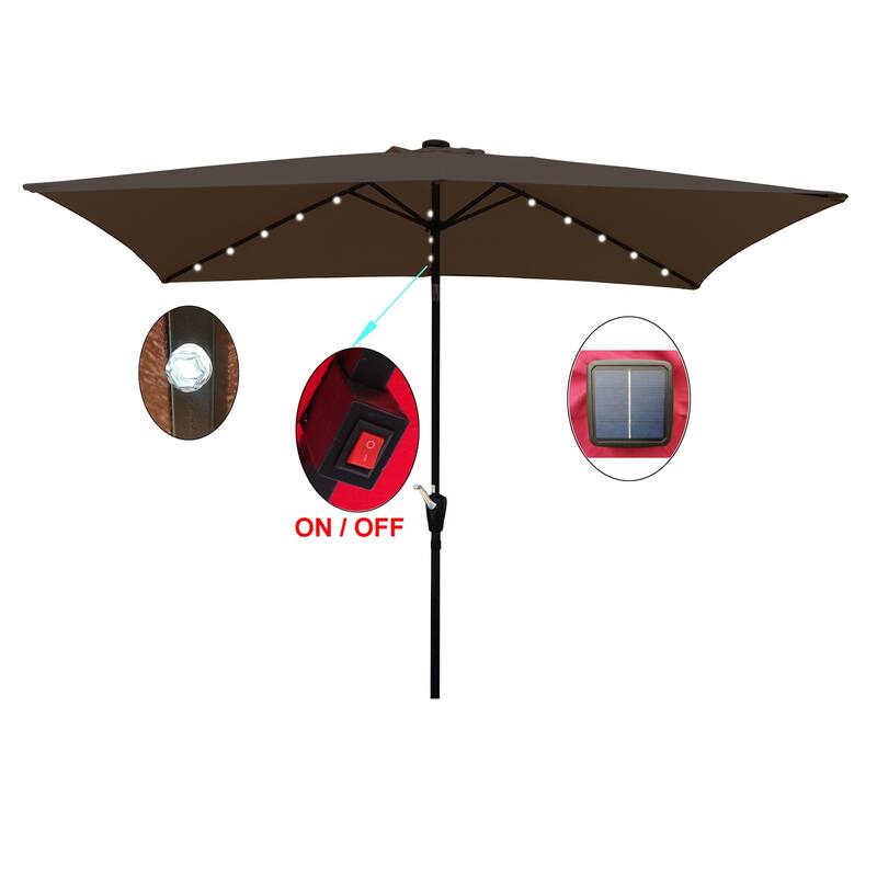 Nestfair Rectangular Patio Solar LED Lighted Outdoor Market Umbrellas