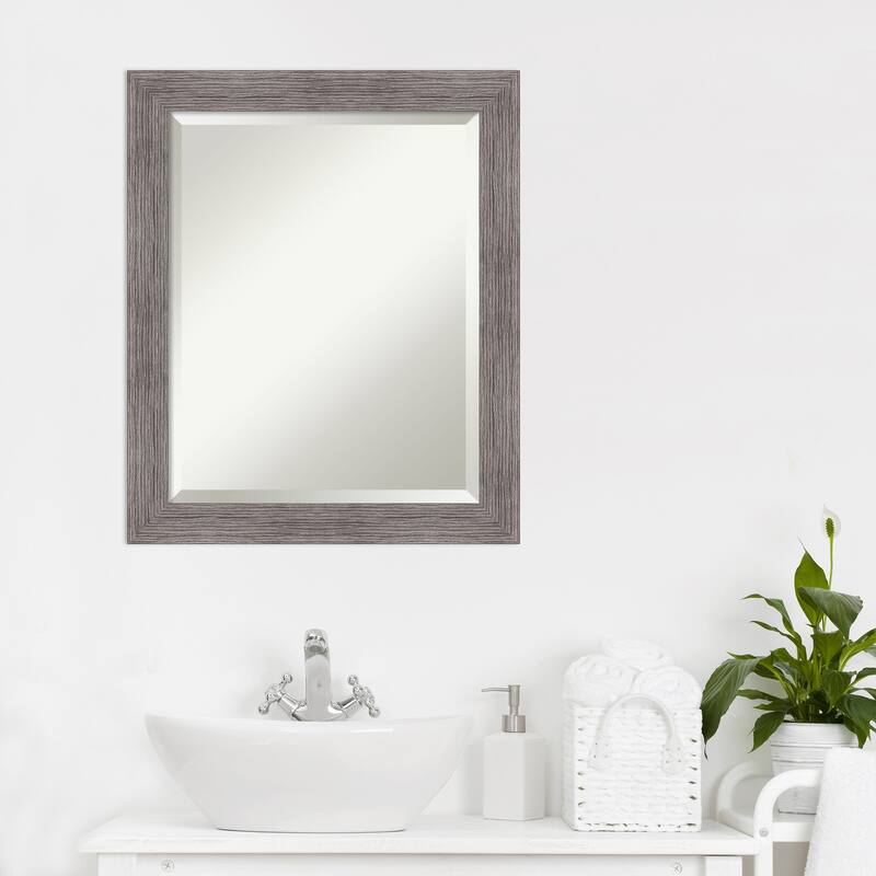 Beveled Bathroom Wall Mirror - Pinstripe Frame