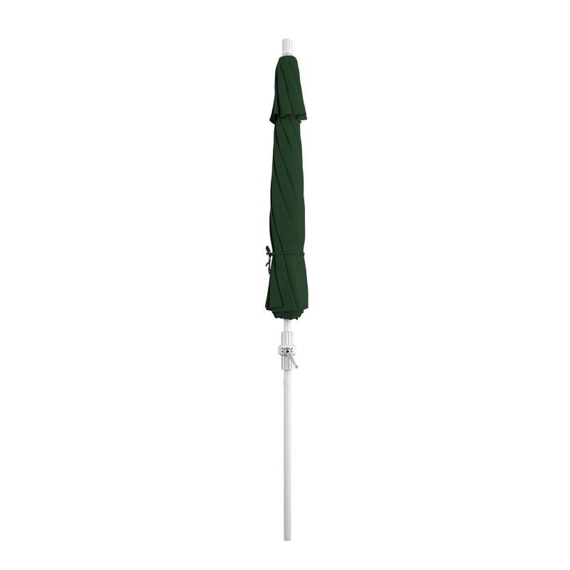 California Umbrella 9' Rd.Crank Lift, Collar Tilt, Aluminum Pole, Fiberglass Rib Patio Umbrella, White Finish, Sunbrella Fabric