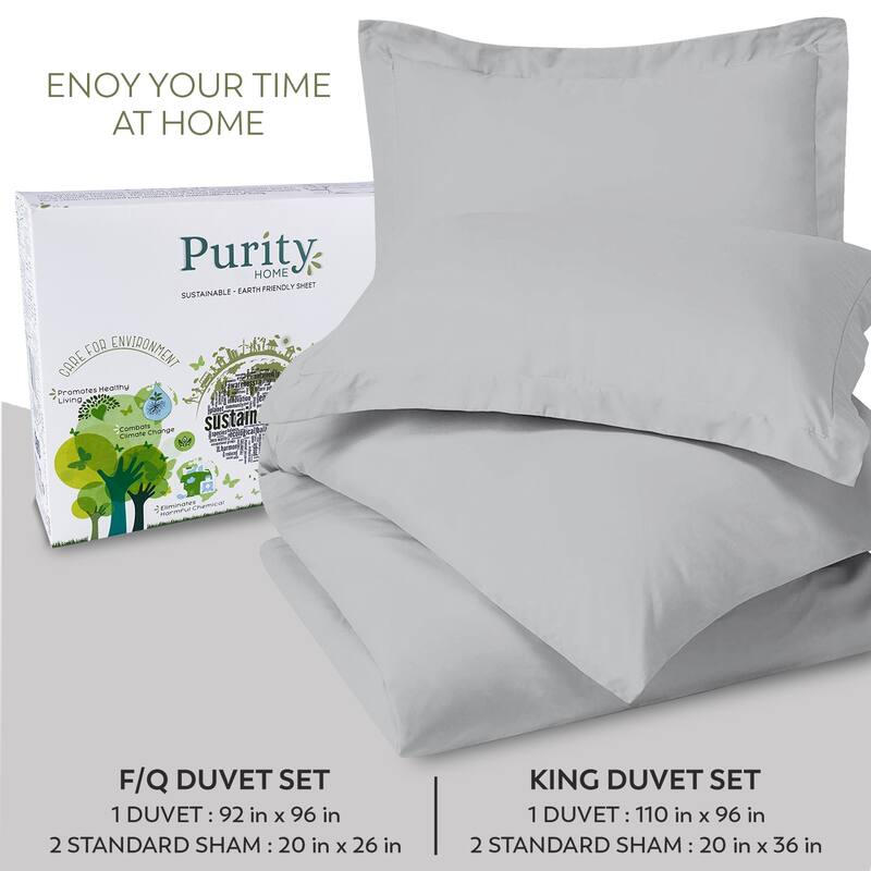 Purity Home Percale 3 Piece Duvet Cover Set