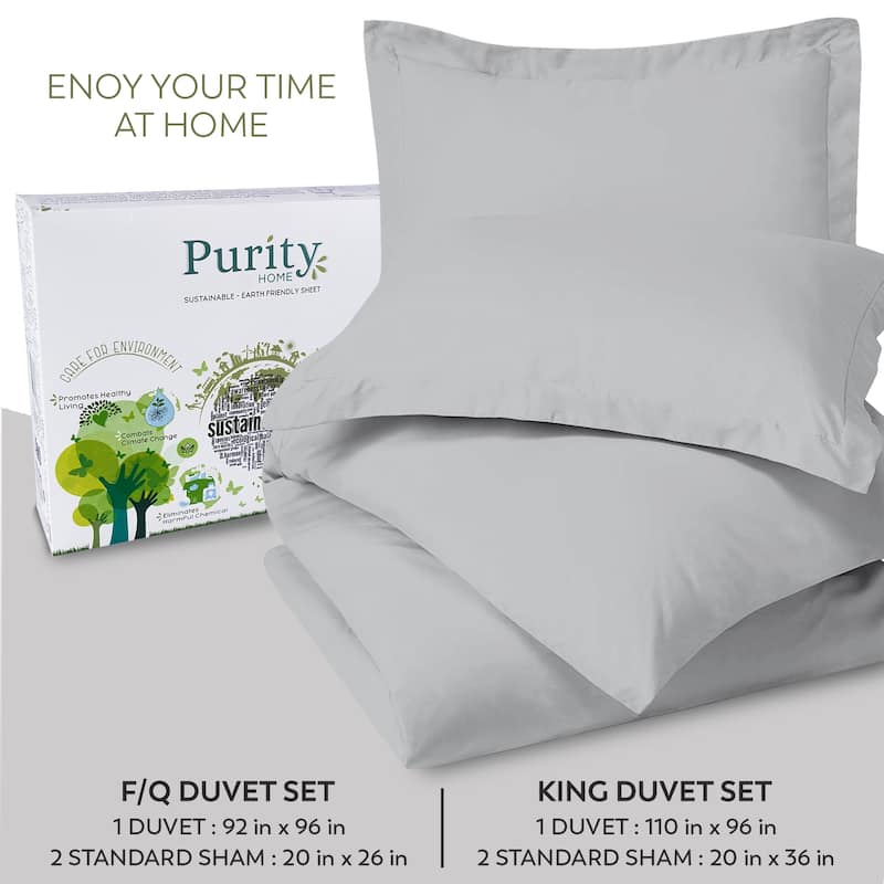 Purity Home Sateen 3 Piece Duvet Cover Set