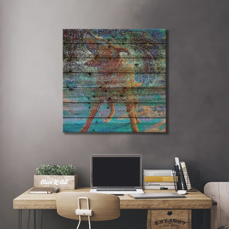 Swimmin' In Ice Print On Wood by Iris Scott - Multi-Color