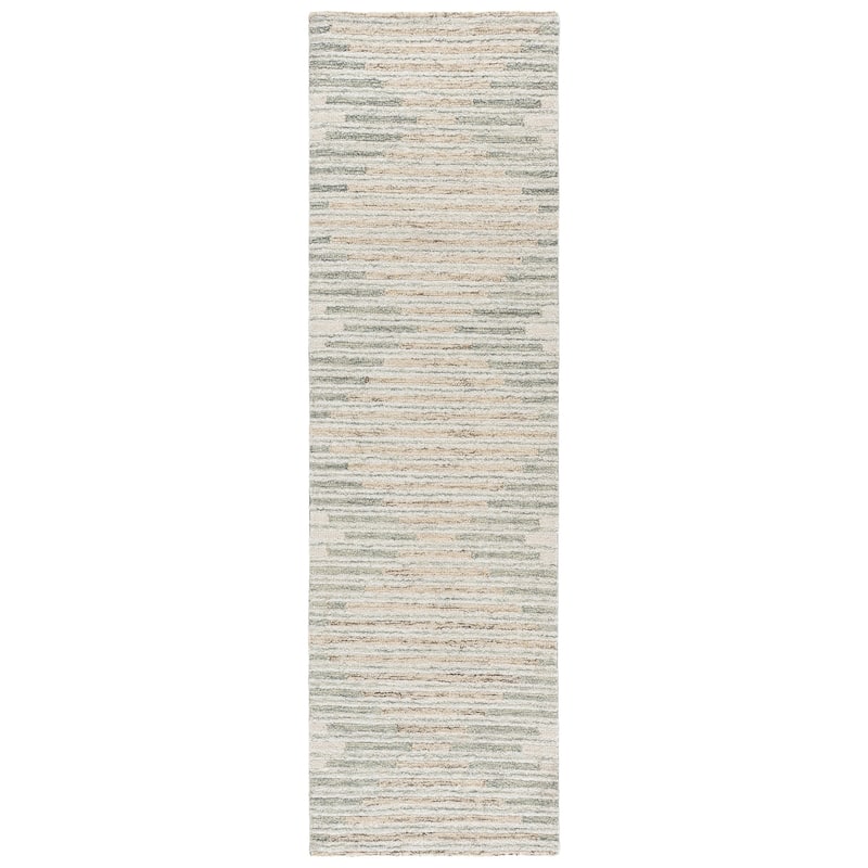 SAFAVIEH Handmade Ebony Renie Wool Rug - 2'3" x 8' Runner - Grey/Sage
