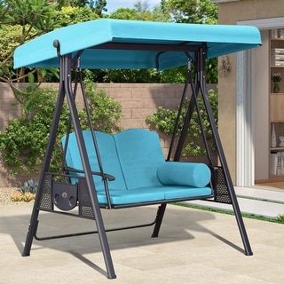 Purple Leaf Patio Swing With Reclining Seats Swing Chair PURPLE