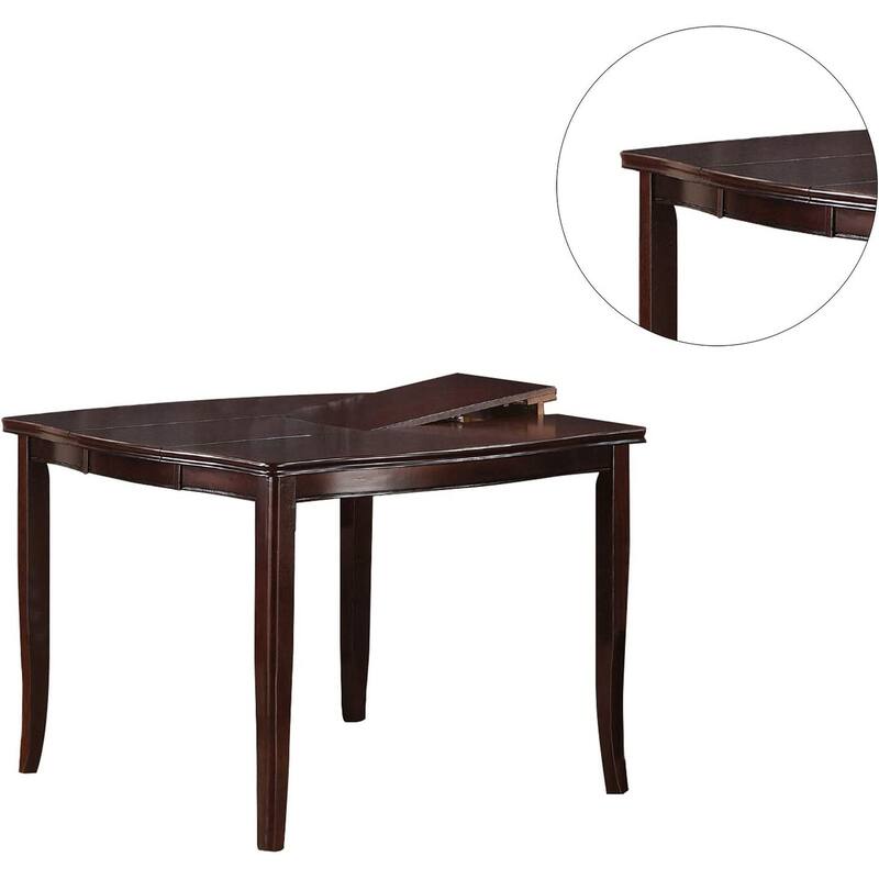 6 Pcs Counter Height Dining Table Set with Butterfly Leaf, Wooden Kitchen Furniture Set with 4 PU Upholstered Chairs & 1 Bench