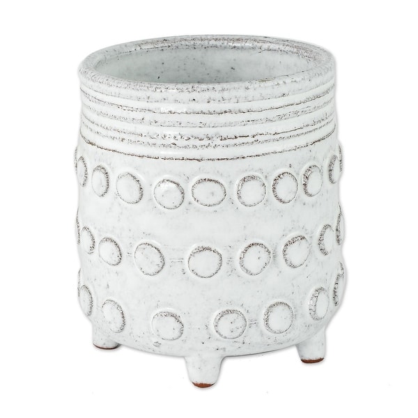 slide 2 of 3, Novica Handmade White Earth Ceramic Sugar Bowl