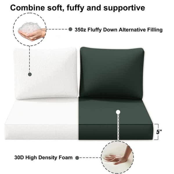 Outdoor Loveseat Cushion Set (Set of 1 Seats,48x24in, 2 Backs,24x18in )