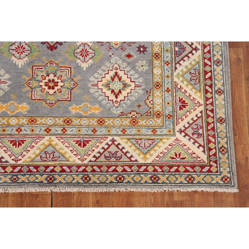 Traditional Grey Kazak Area Rug Handmade Wool Carpet - 5'1" x 6'11"