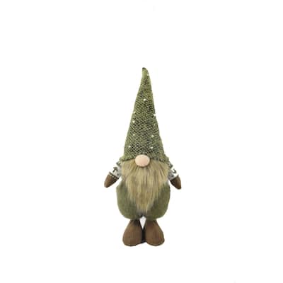 Standing Gnome Christmas Tabletop Figurine - 26.75" - Green and White