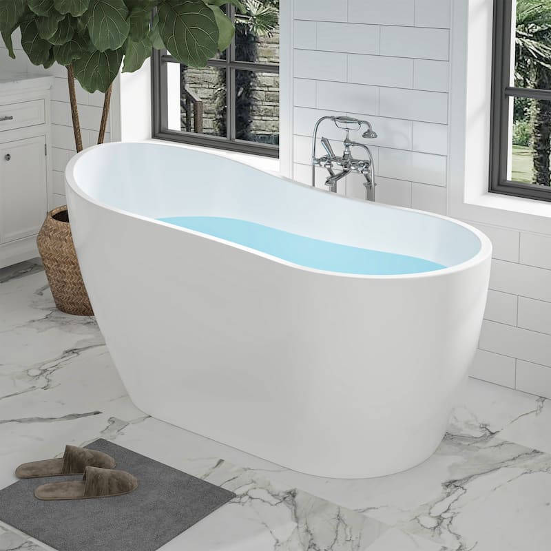Vanity Art 54" X 28" White Acrylic Freestanding Bathtub