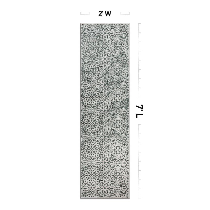 World Rug Gallery Contemporary Flowers Indoor/Outdoor Area Rug