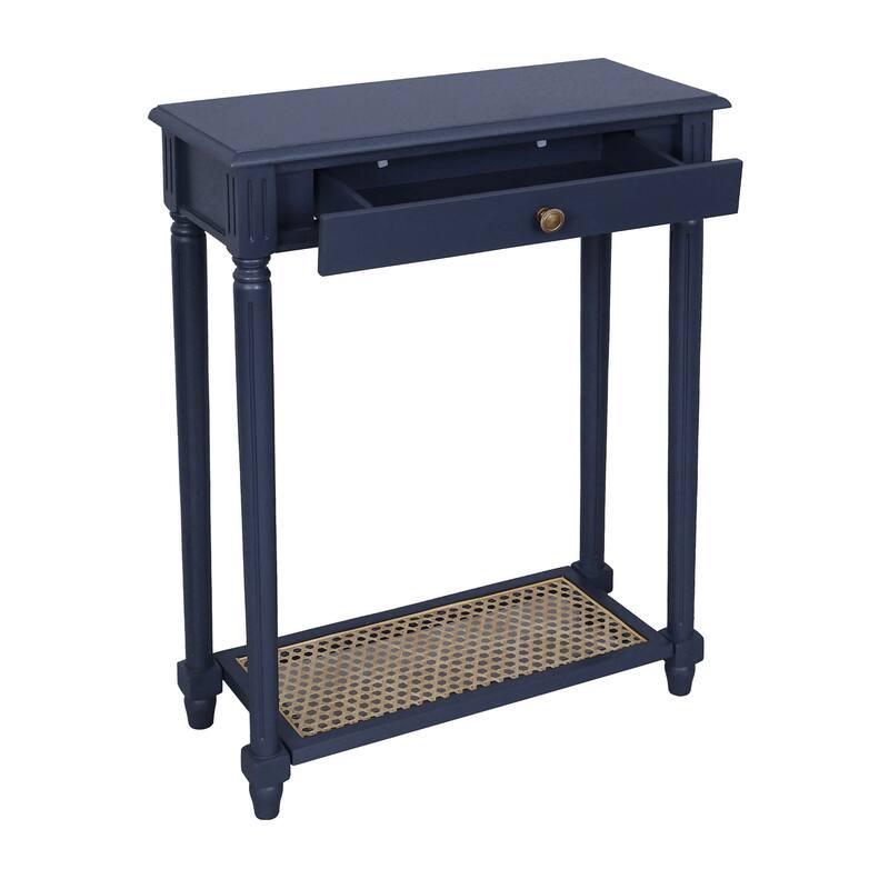 Lenora 1-drawer Solid Wood Console Accent Table with Cane Shelf by East at Main