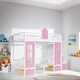 preview thumbnail 2 of 16, Twin Over Twin Bunk Bed with Changeable Table Desk with 2 Drawers, Pink