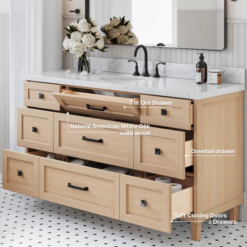 Ariel B61CWOVO Monroe 61" Free Standing Single Basin Vanity Set with