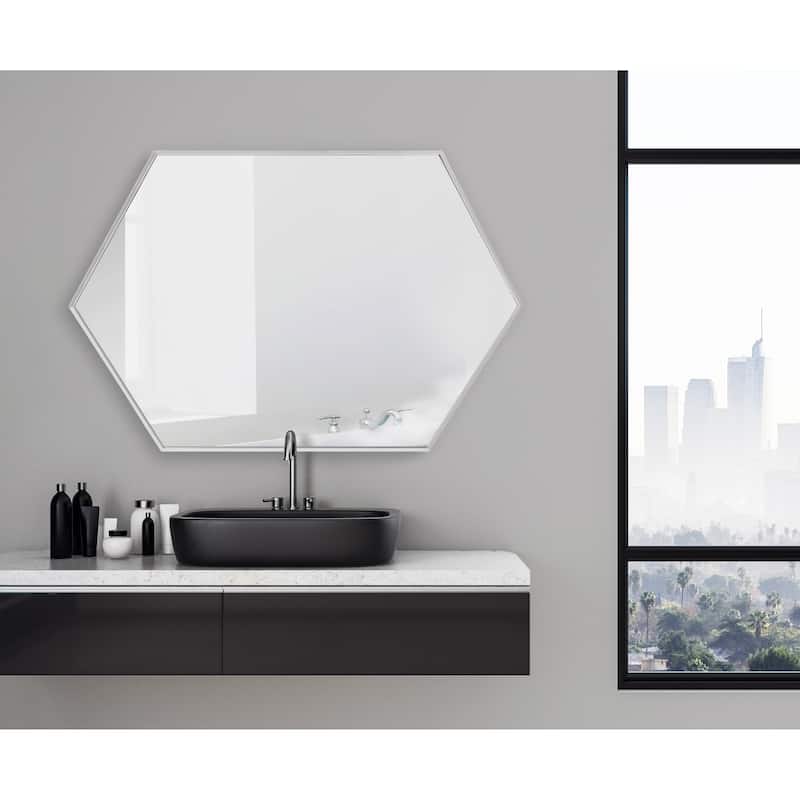 Kate and Laurel Rhodes Framed Mid-century Hexagonal Wall Mirror