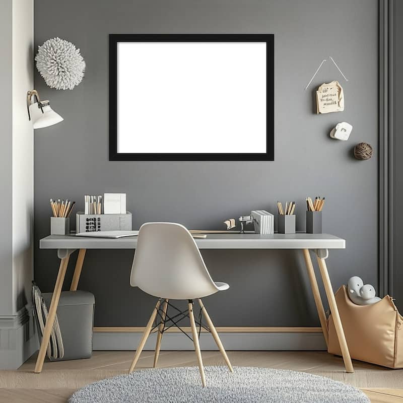 Amanti Art Avon Black Narrow Framed Dry Erase Magnetic Board